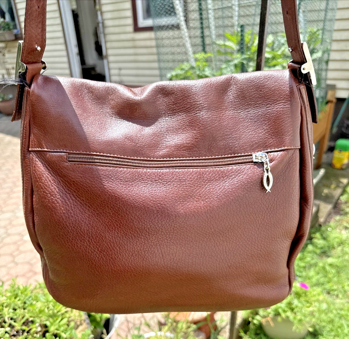 Tuscan’s Brown Italian All Leather Shoulder Satchel Mailbag Saddle Bag Adustable