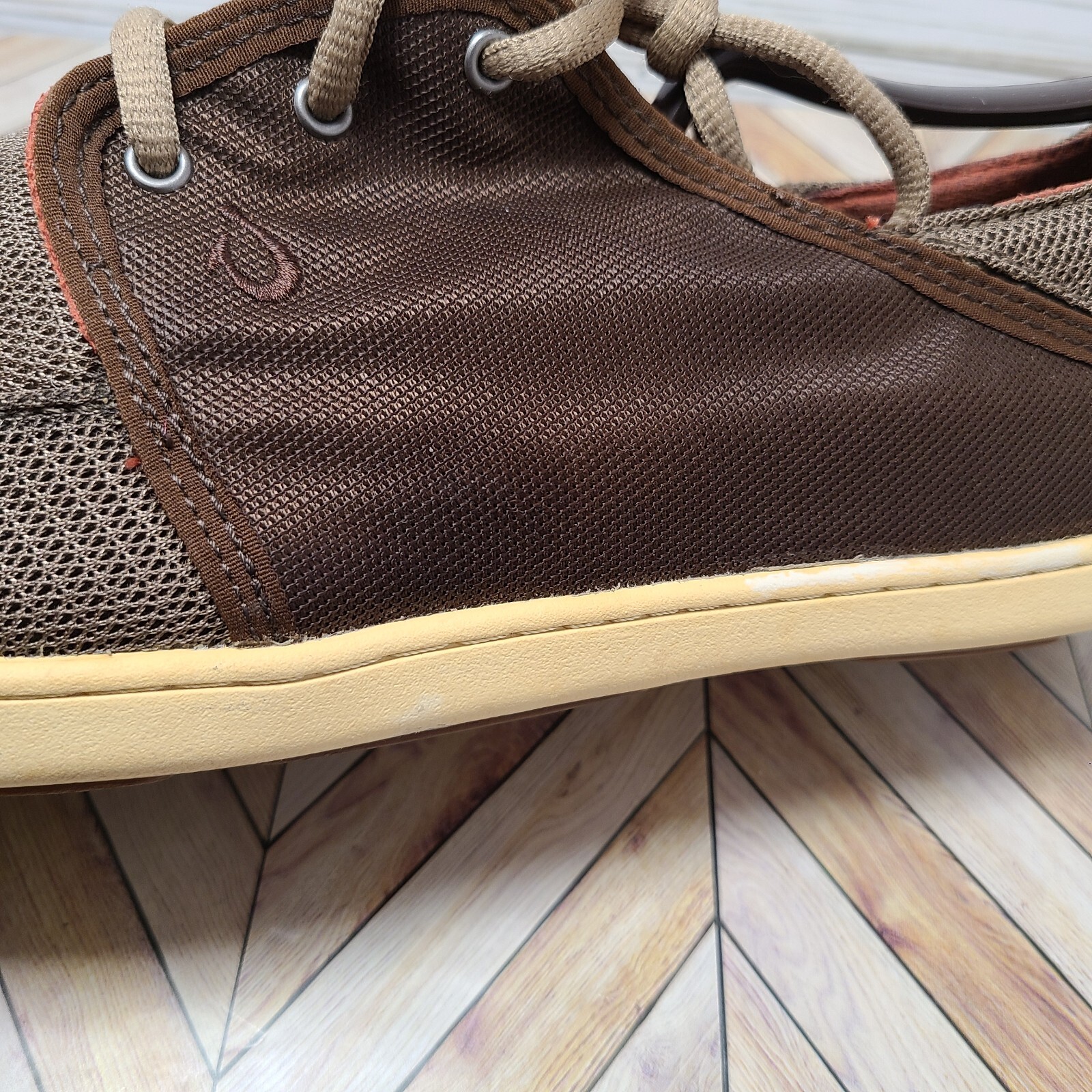 Mens Olukai Nohea Brown Mesh Casual Comfort Lace Up Sneakers Shoes Size 10