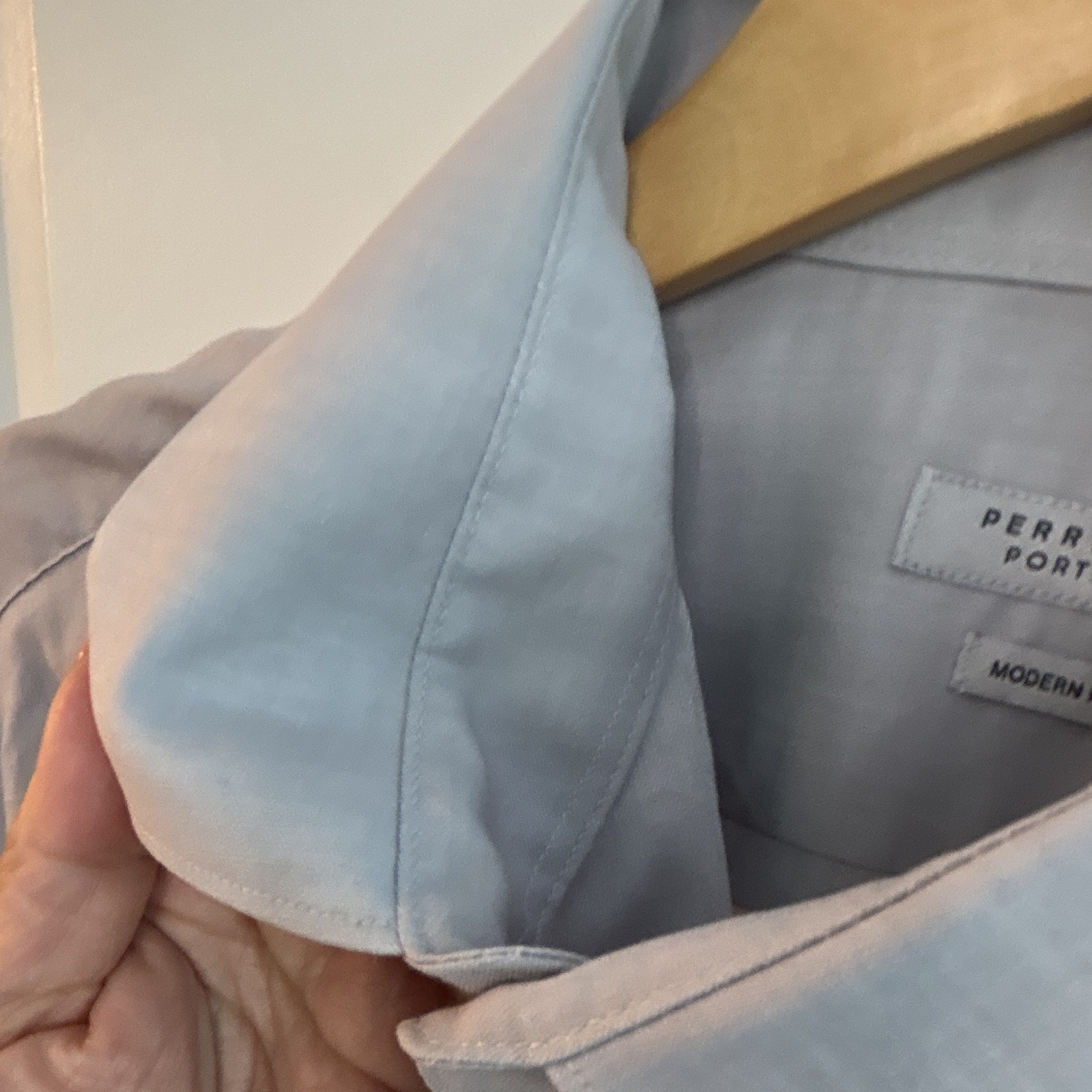 Perry Ellis Portfolio Modern Fit Non-Iron Blue Dress Shirt XL 34/35