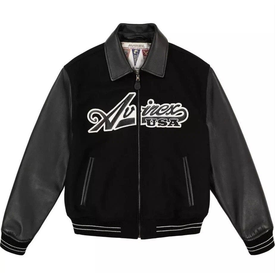 Men’s Avirex Real Leather Bomber Jacket American Flight Leather Jacket