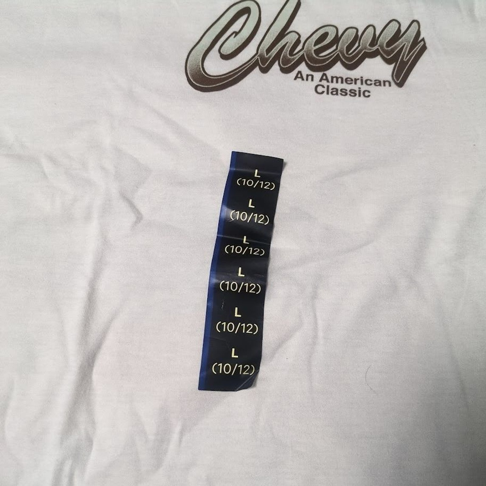 GM Chevy Chevrolet Official American Classic Boys T-Shirt Ivory Size Large 10/12