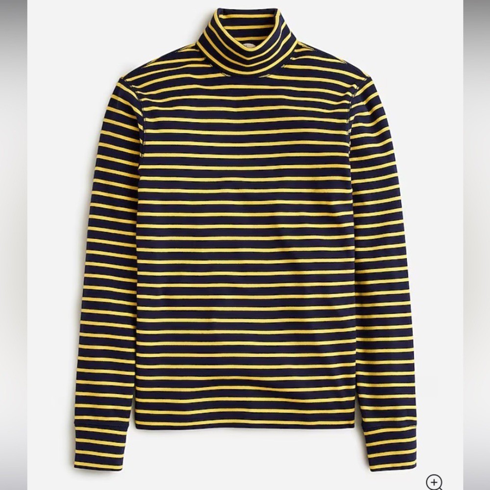 J. Crew Heritage brushed rib-knit turtleneck in navy sun stripe Size M