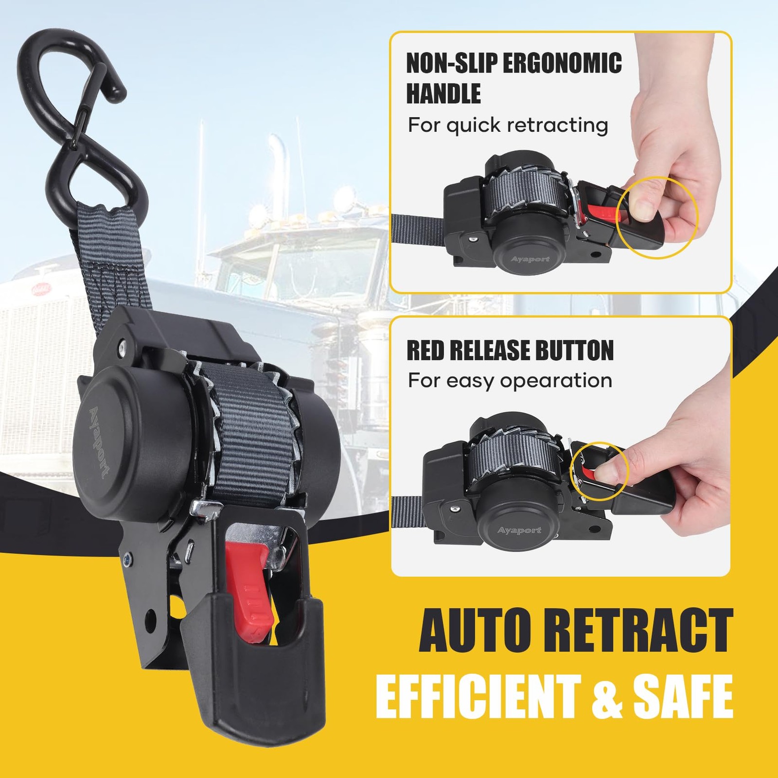 Ayaport Retractable Transom Tie Down Straps 1in X 10ft Tie Down Straps to Traile