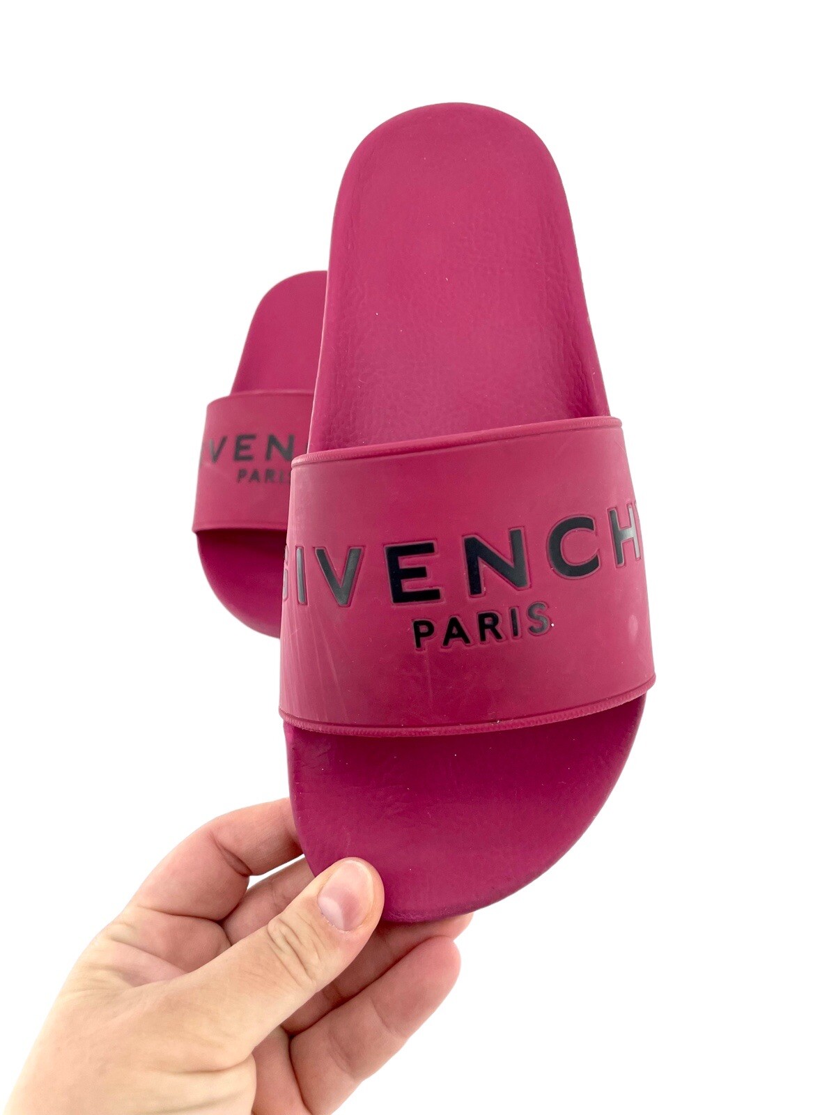 Givenchy Berry Red Slide Sandals Synthetic Rubber SZ 37 EU SH04