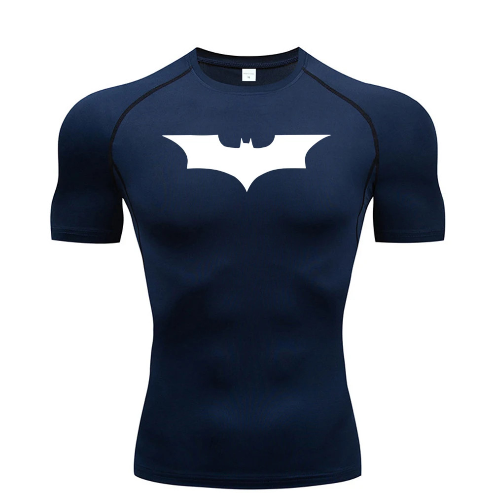 Bat Printed Men’S Tight T-Shirt Running Compression Compression T Shirt Gym Fitn
