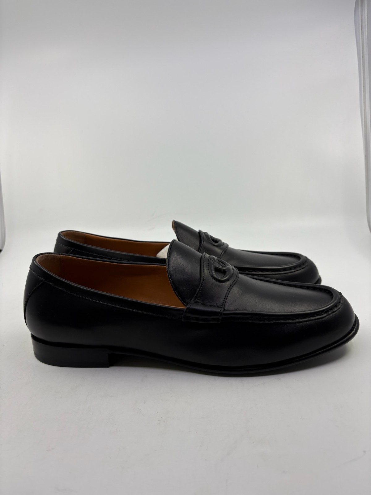 NIB Valentino Garavani Vlogo Penny Loafer Shoes Leather Black Mens EU 42/ US 9