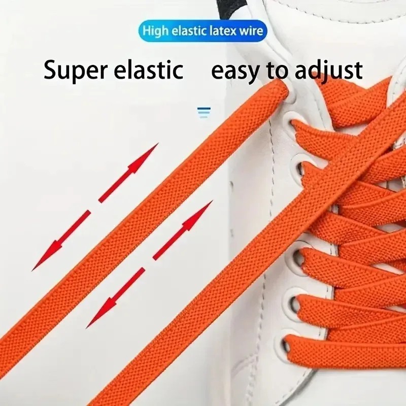 8MM No Tie Shoe Laces Press Lock Elastic Widened Flat Kids Adult Shoelaces USA