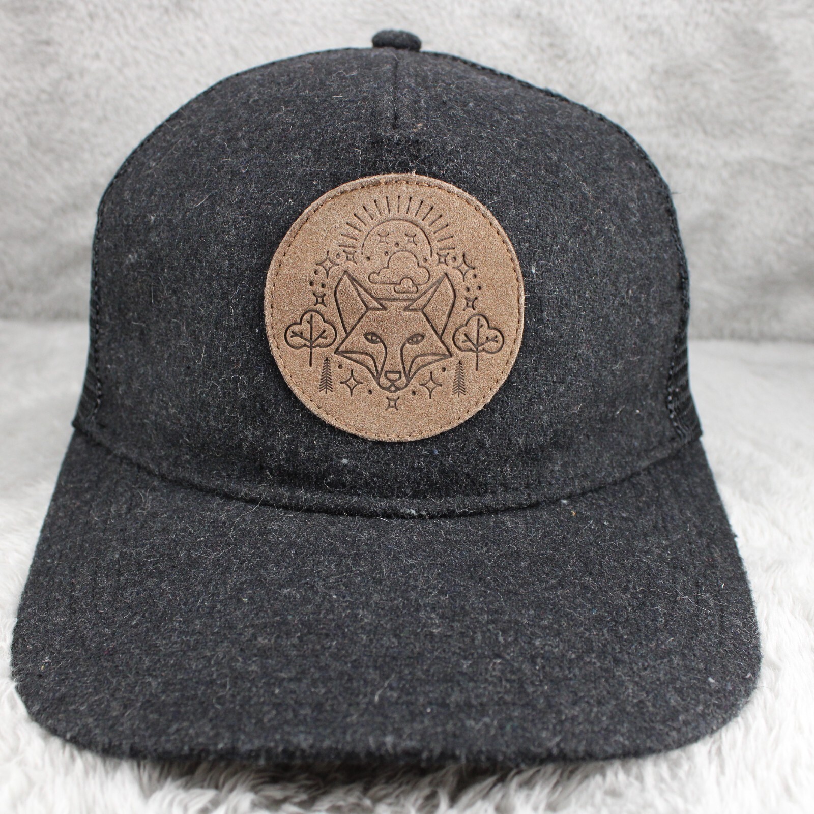 Pistil Fox Hat Cap Mens Wool Snap Back Black Trucker Hike Camp Outdoors Gorpcore