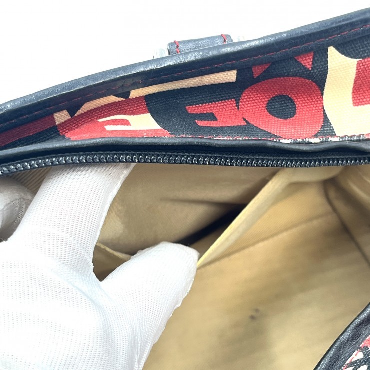 LOEWE Amazona 28 Hand Bag Red Black Monogram Canvas Leather
