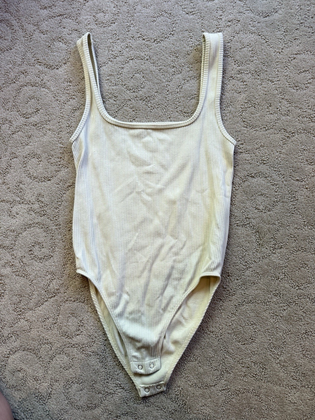 Forever 21 Yellow Tank Top Bodysuit With Ribbed Fabric