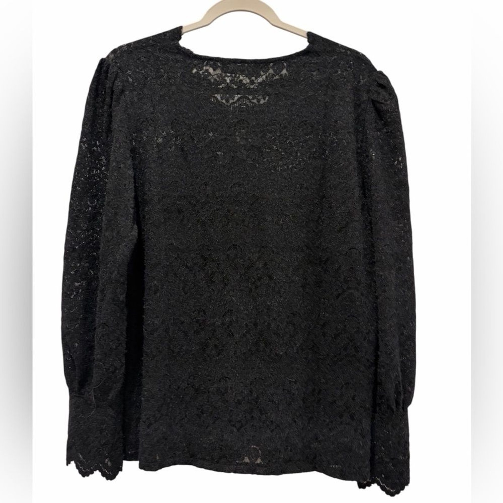 NWT Luxveer Black Lace Whimsigoth Button-Up Cardigan Blouse Large Classy Chic