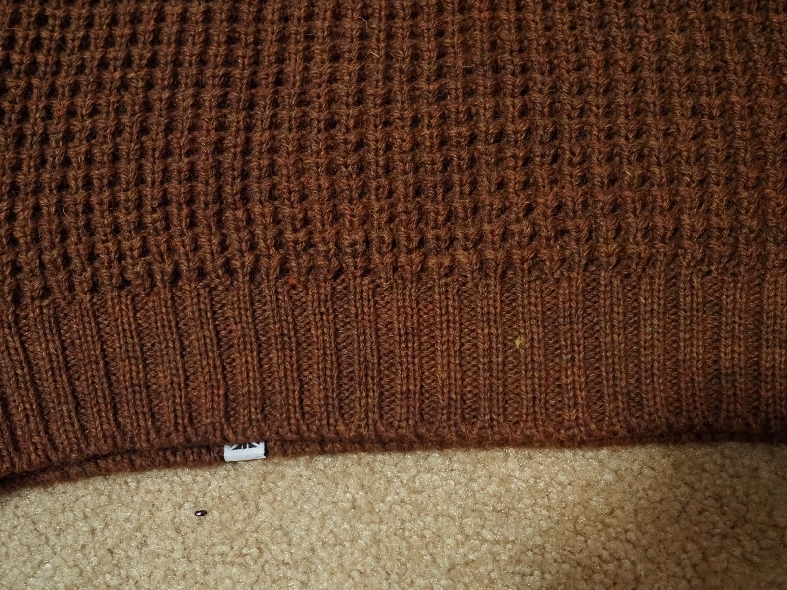 Peregrine Waffle Crew Neck Jumper Cinnamon Sweater Wool Mens Small NWOT