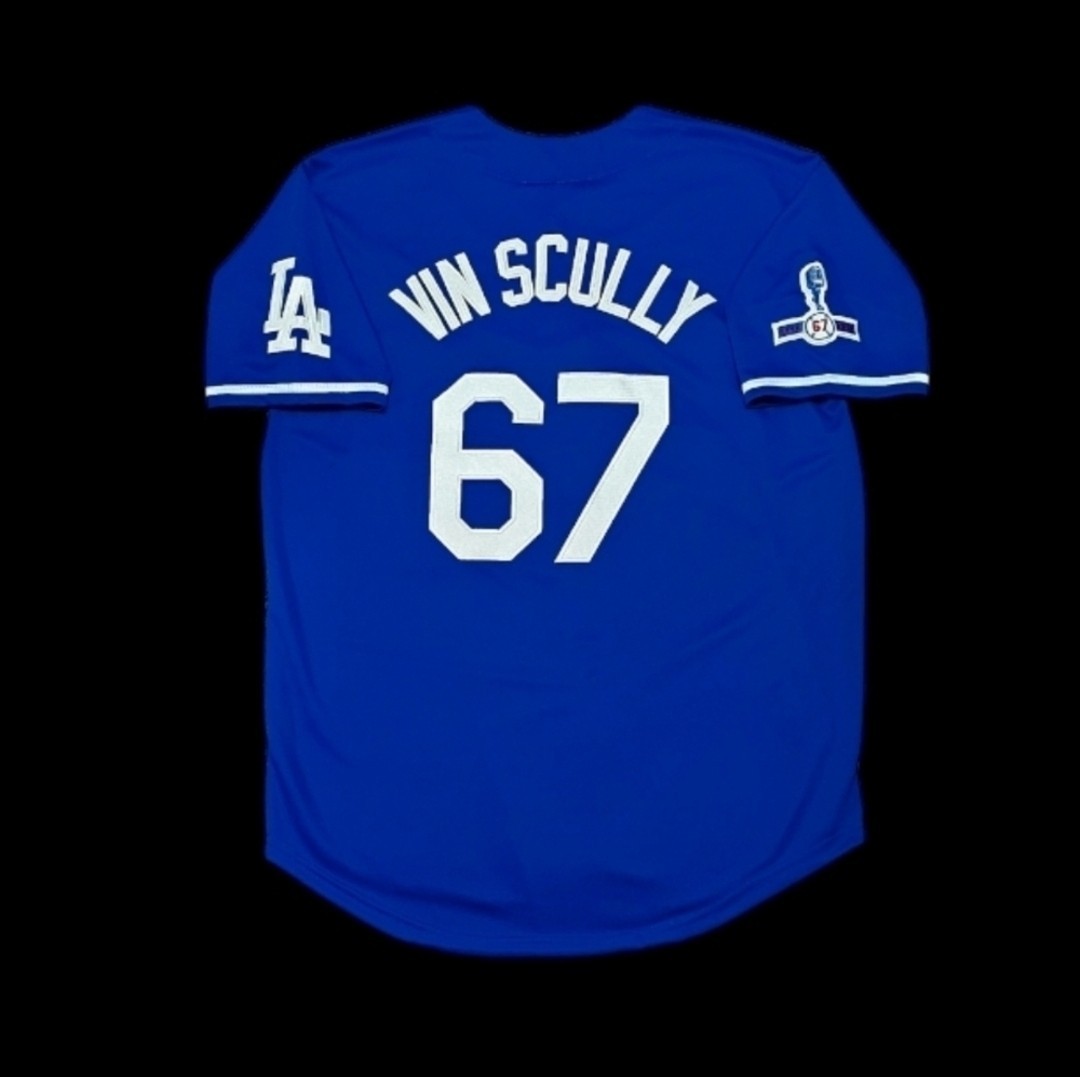 Vin Scully Los Angeles Dodgers VIN & 1950-2016 Men’s Blue Baseball Jersey