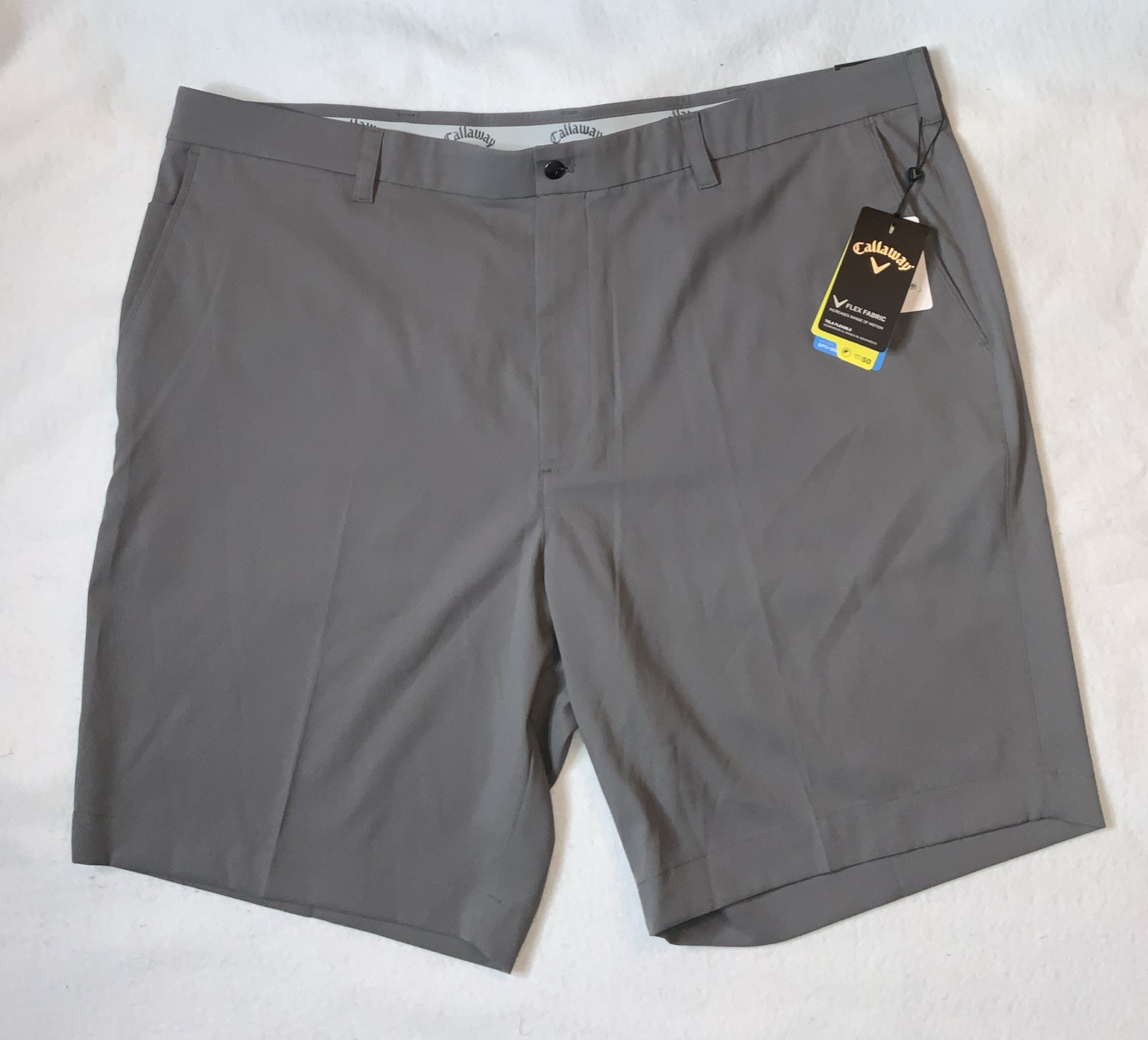 Callaway Men Stretch Flex Fabric Opti-Dri Quiet Shade Grey UPF 50 Shorts Sz 46B