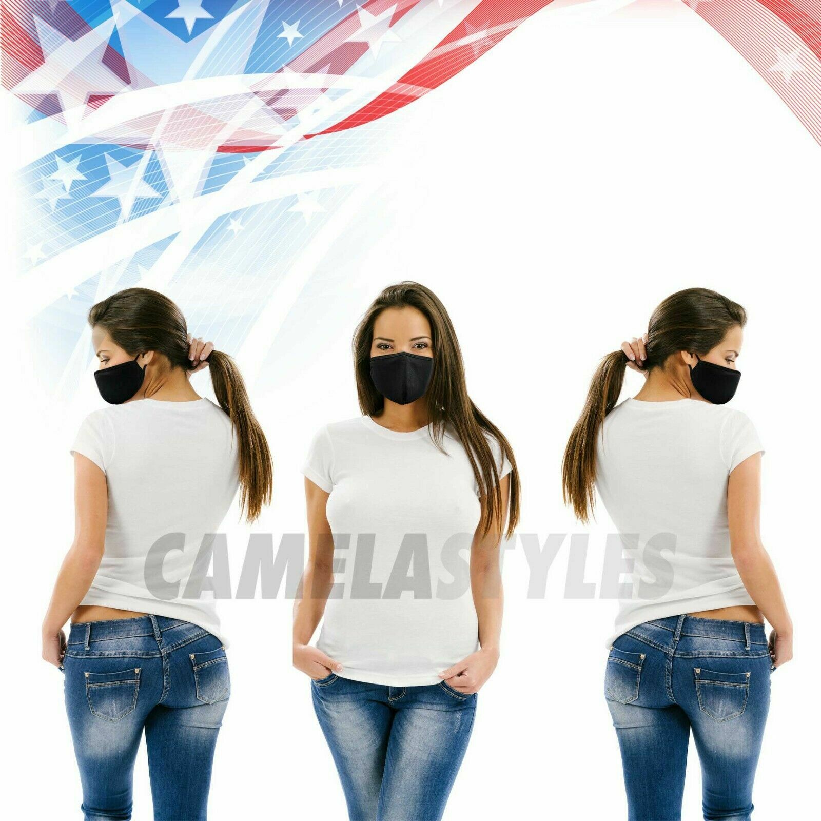 4 Pcs – Black 100% Cotton Three Layer Adult Face Mask – Reusable Washable Unisex