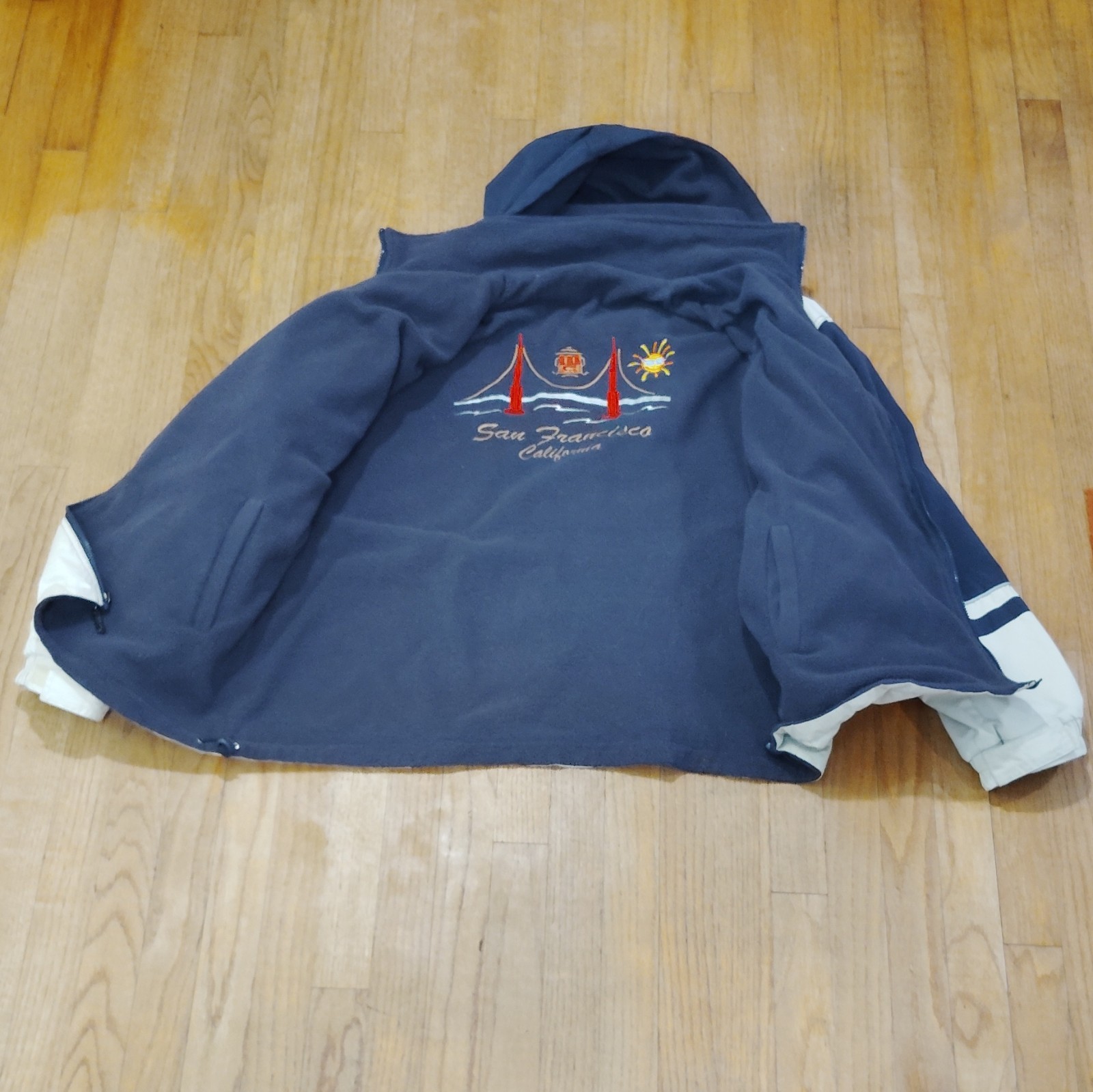 Men’s San Francisco Embroidered Logo Hooded Full Zip Jacket Blue/White XL