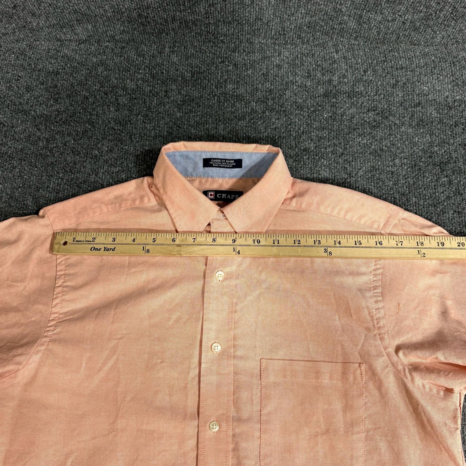 Chaps Shirt Mens Medium Orange Oxford Classic Fit Button Down Wrinkle Free
