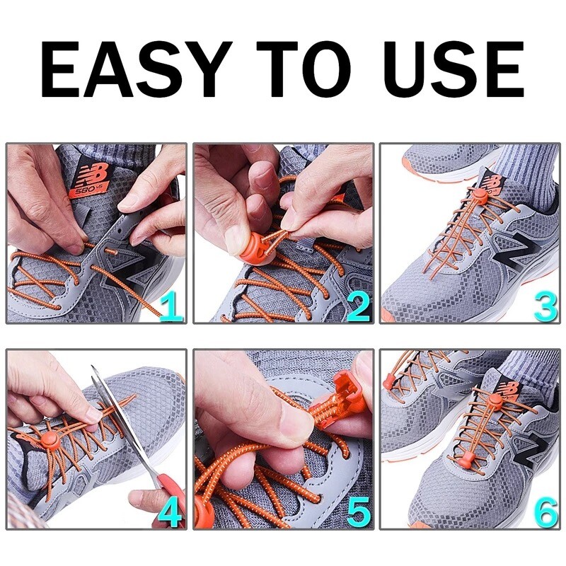 No Tie Shoelaces Elastic Lock Shoes Running Jogging Canvas Trainers Lazy Laces