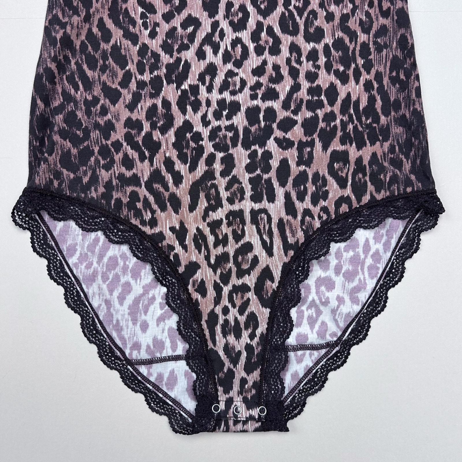 Rixo X Stripe & Stare Classic Leopard Long Sleeve Brown Lace Bodysuit SMALL