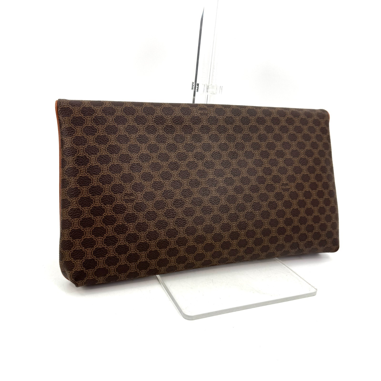 Vintage CELINE Macadam Flap clutch Bag Purse Pouch Brown