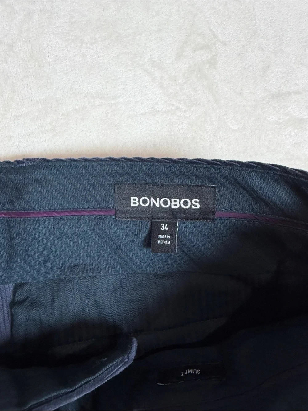 Bonobos 34W 34L Olimpias Fabrics Italy Woven Men’s Dark Navy Corduroy Trousers