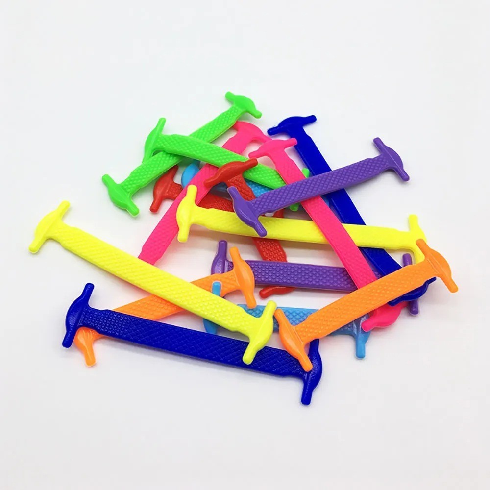 16/12PCS Silicone No Tie Shoelaces Elastic Stretch Shoe Laces for Kids Adults