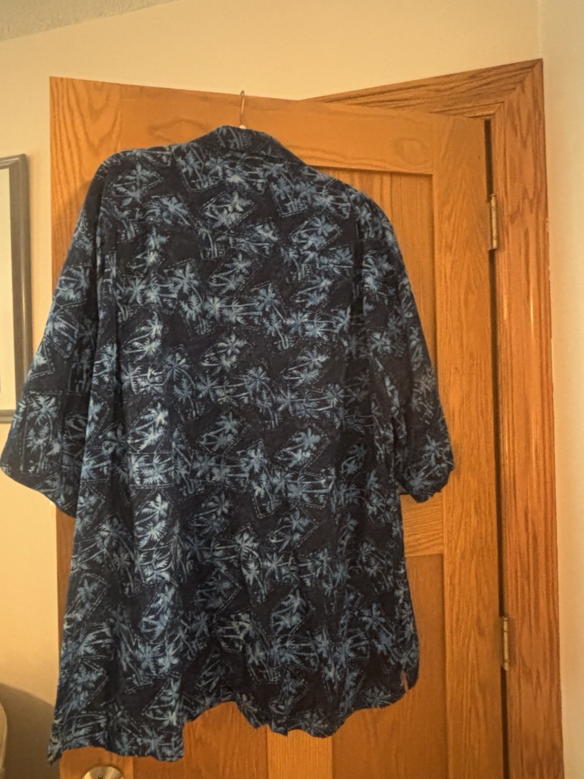 Johari West Mens 4Xl Blue Palm Tree Batik Cotton Tropical Hawaiian Shirt