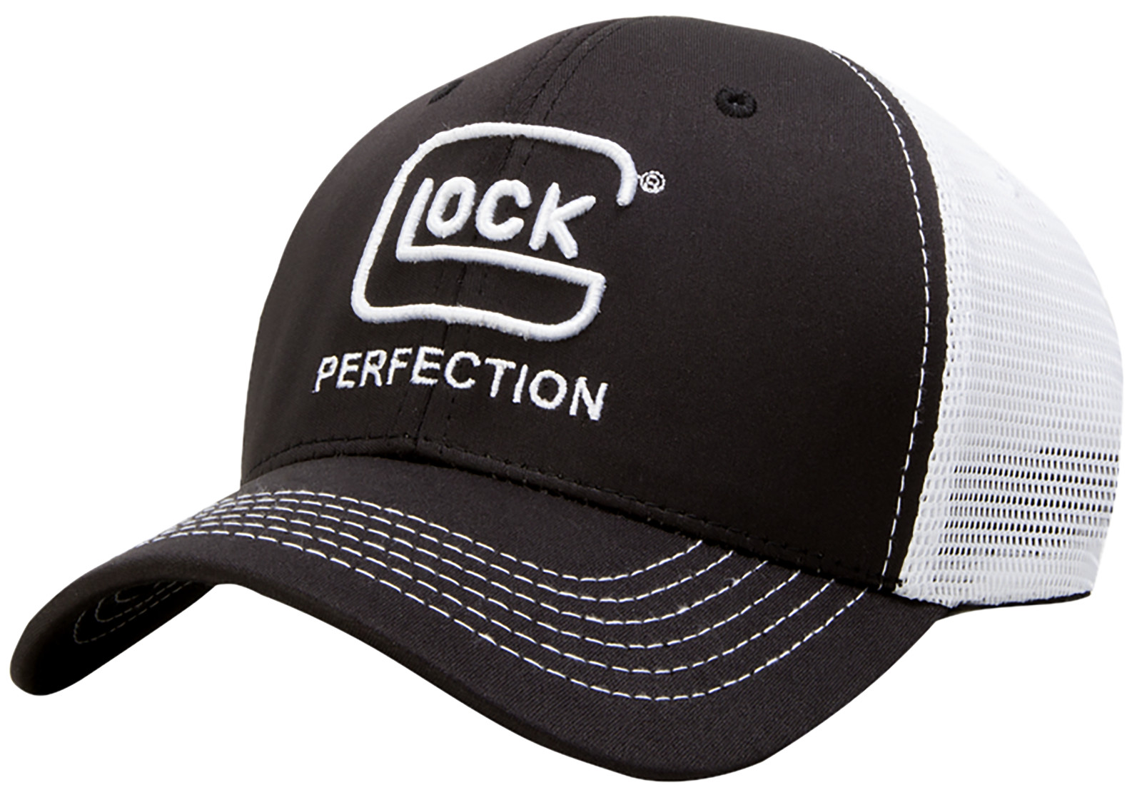 Glock Ranger Mesh Cap Hat Black/White with Glock Embroidered on Front AP95867