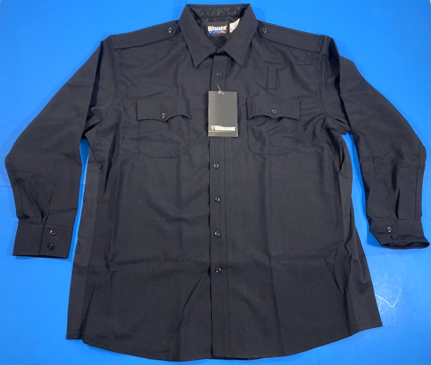 NWT BLAUER MEN’S 8436-1 L/S WOOL BLEND SUPERSHIRT ZIP SHIRT DARK NAVY 20.5 X 35