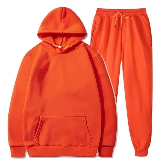Men Fleece Jogger Set Tracksuit Casual Sportswear Unisex Hoodie Pants Ensemble
