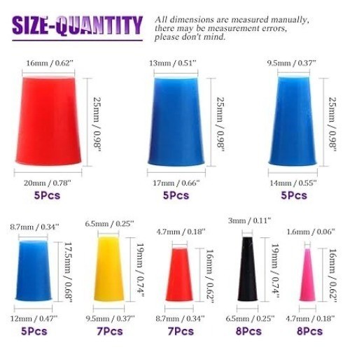 50Pcs High Temp Silicone Rubber Protective Tapered Plug As Number of Items: 50