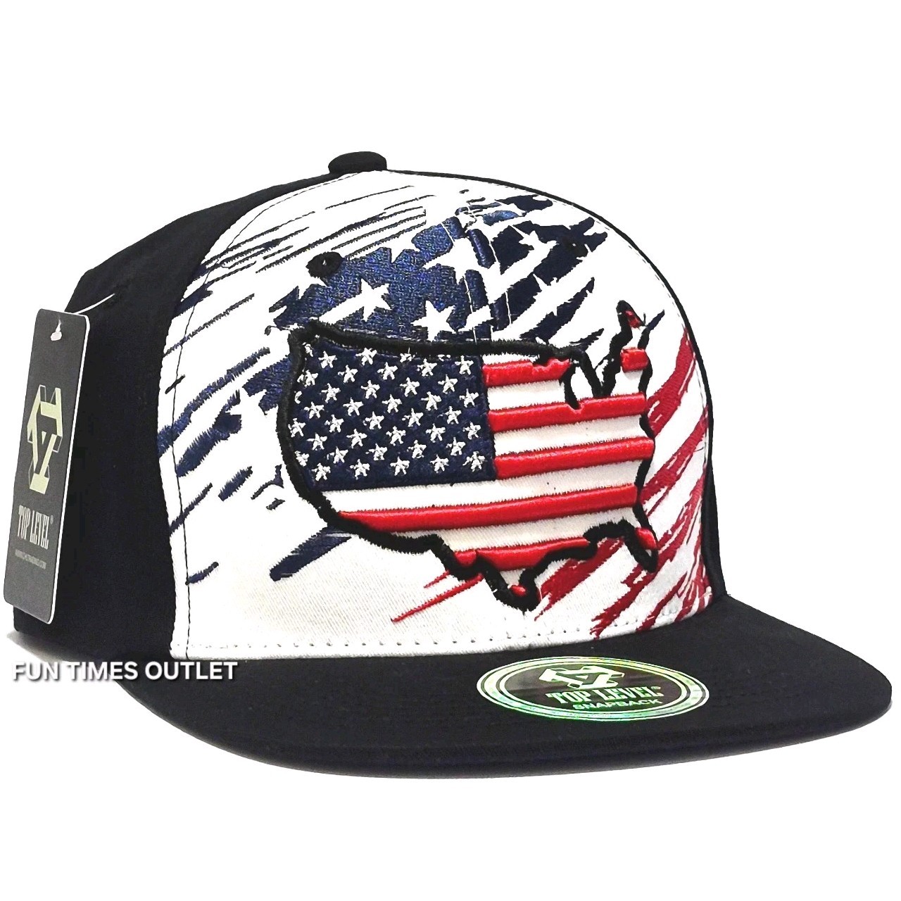 USA Flag United States Map Cap Snapback Embroidered Hat One Size Youth Adult New