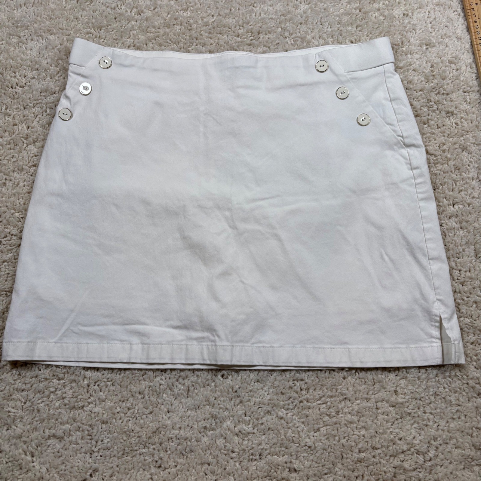 Rafaella Comfort Womens White Button Accent Skirt Size XXL