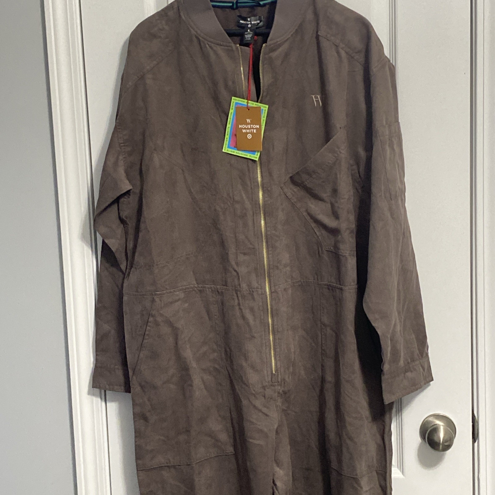 Houston White x Target Brown Faux Suede Flight Jumpsuit Size L