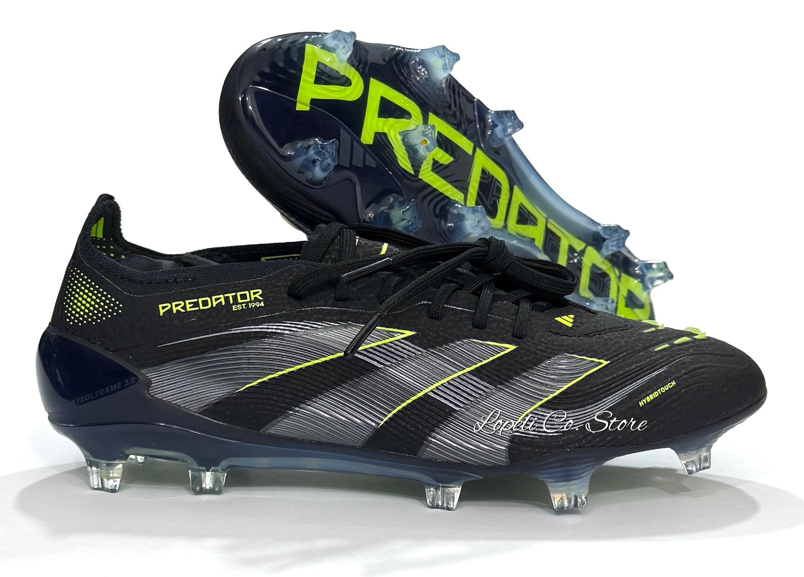 Adidas Predator Elite FG Electric Stealth Black Cleats JI1085 Mens 6.5 – 11.5