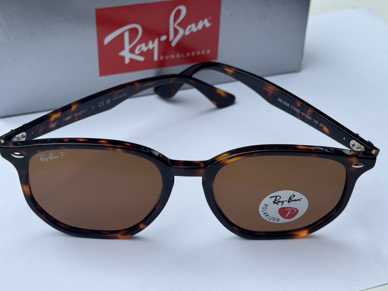 NEW Ray-Ban RB4306 710/83 Polished Light Havana/ Polarized Brown Sunglasses 54mm