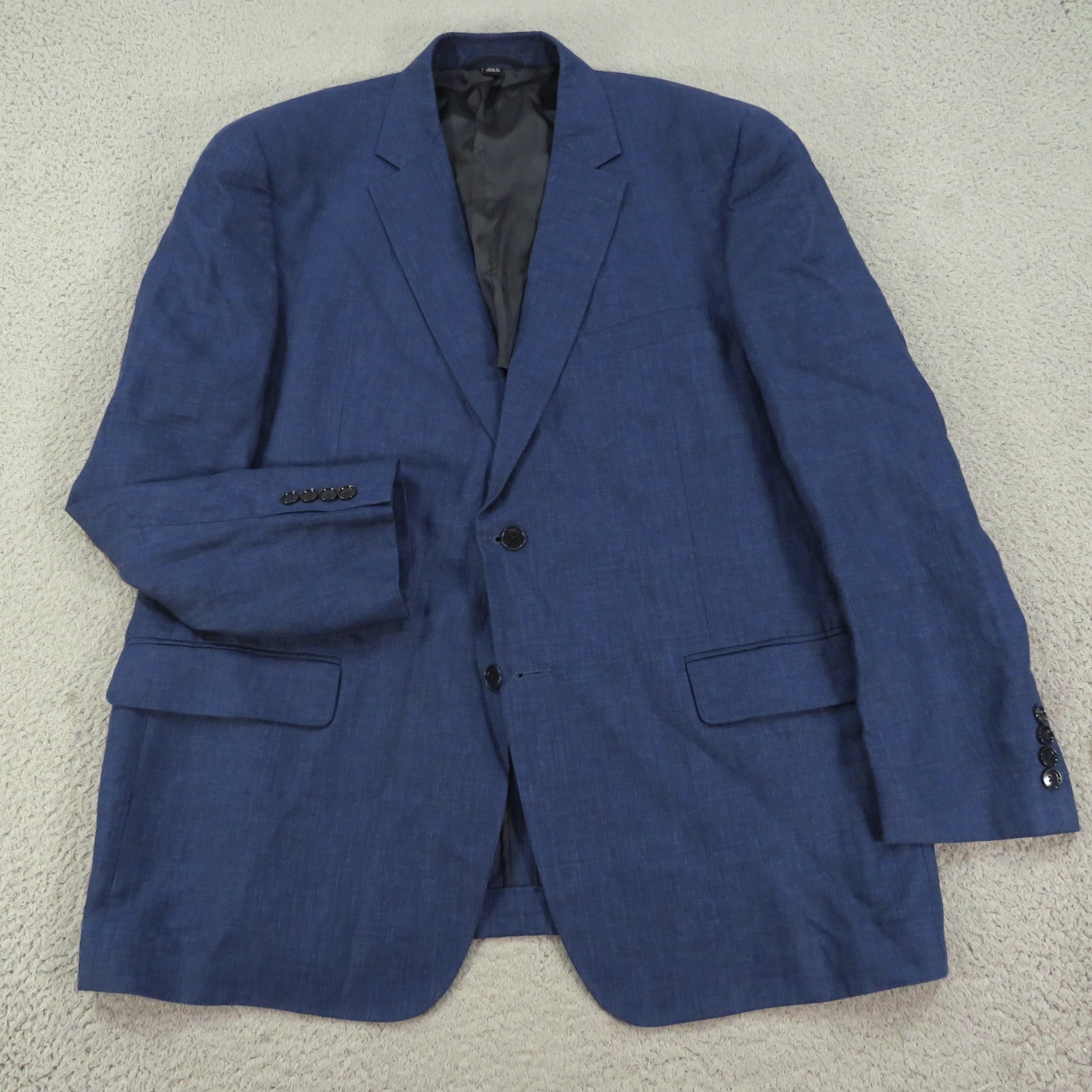 Haspel Blazer 46R 100% Linen Summer Unstructured Blue Sport Coat Jacket 1/2 Line
