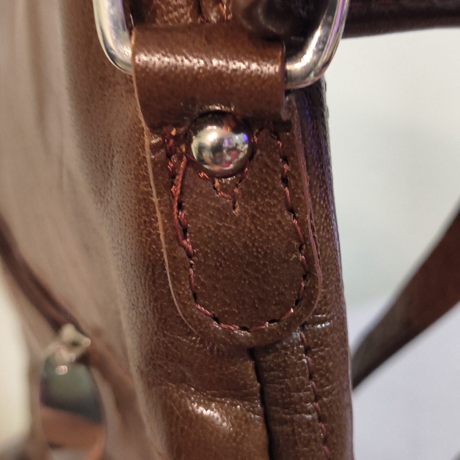 Genuine Leather Shoulder Crossbody Bag Brown Pintuck Stag British-Ashwood