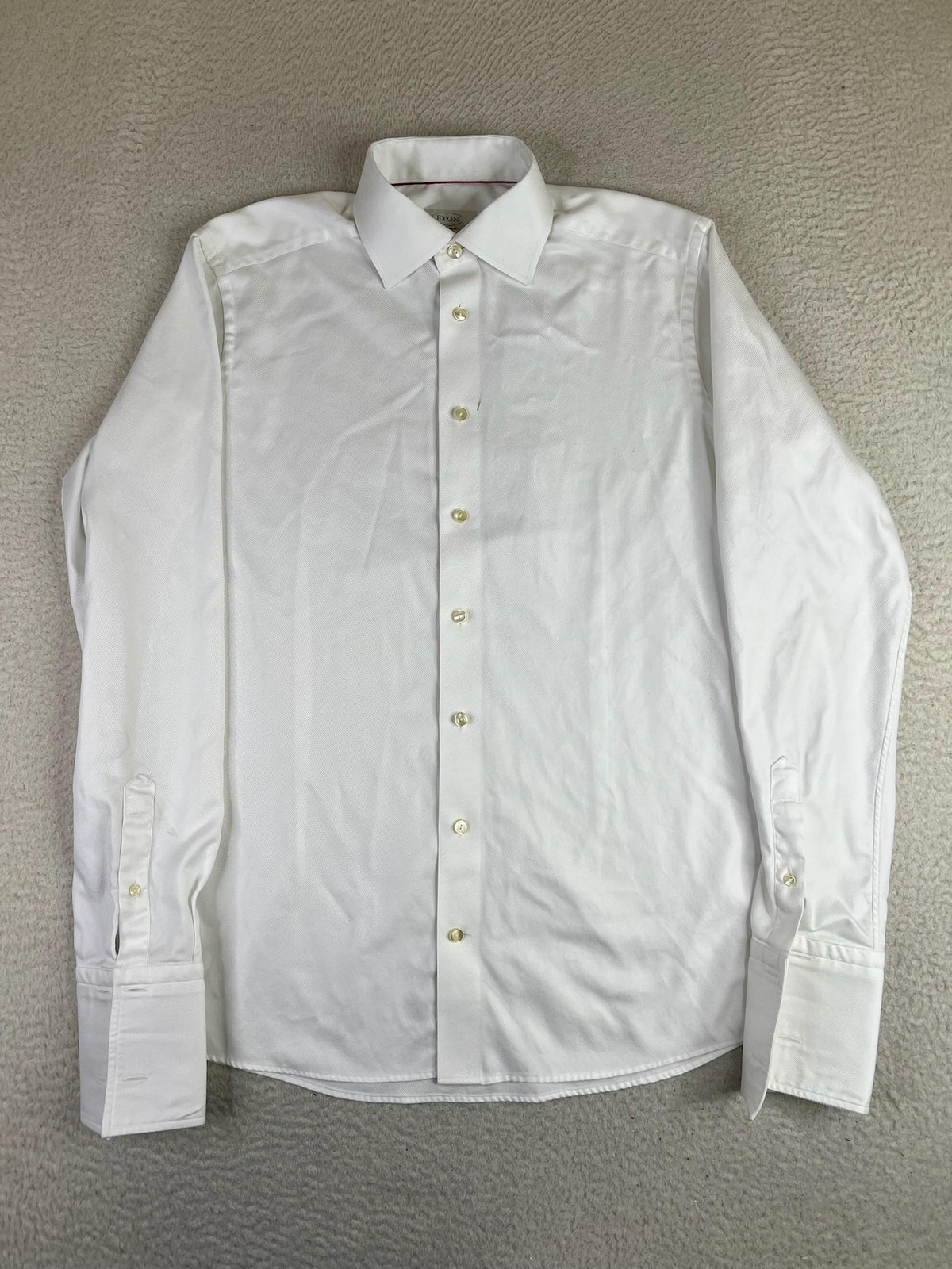 Eton Dress Shirt Mens 15.5 39 34/35 White Solid Contemporary Cotton Twill LS