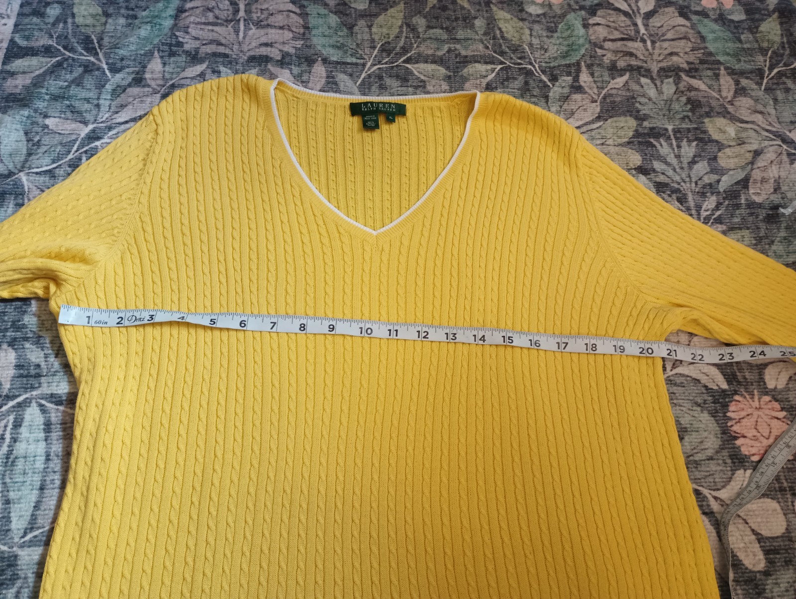 Ralph Lauren Womens Cable Knit Sweater XL Butter Yellow Tennis Prep Old Money