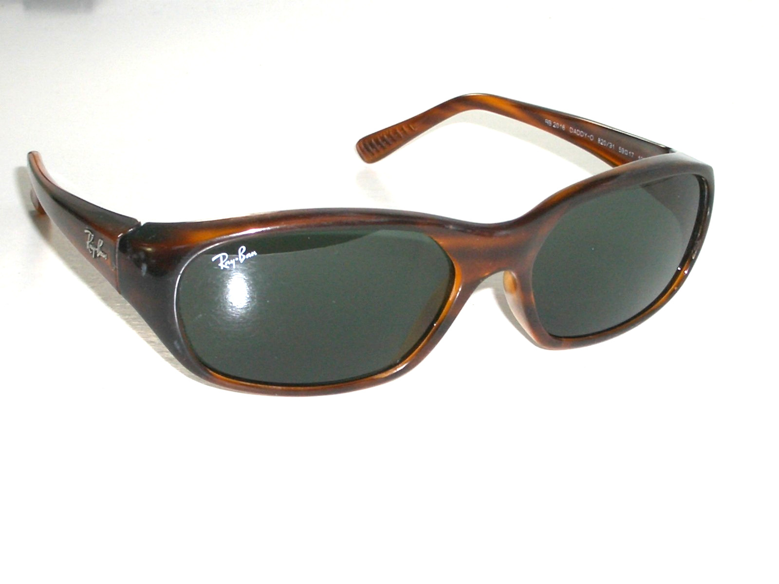 RAY-BAN ITALY RB2016 GLOSSY TORTOISE G15 UV DADDY-O WRAPS SUNGLASSES w/CASE