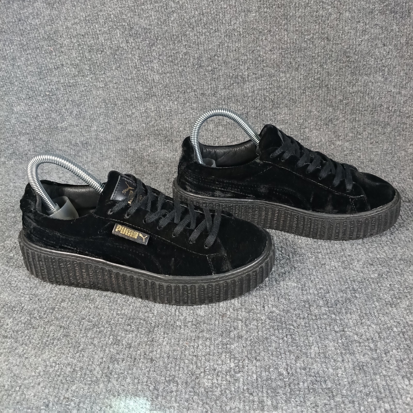 Puma Fenty Creeper Sneakers Women 7 Black Velvet Platform Rihanna Goth