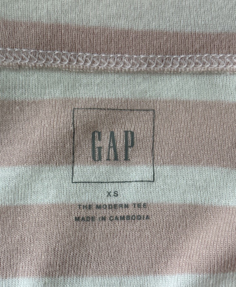 Gap Pink-and-white striped long-sleeve T-shirt Size XS Pima Cotton Modal Blend