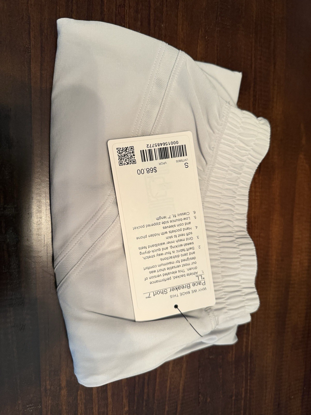 Lululemon Size Small Pace Breaker Linerless Short 7″, Vapor, NWT, $68