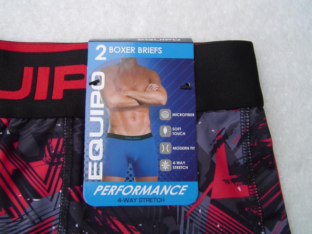 NEW MENS 2 PACK EQUIPO BOXER BRIEFS BLACK/RED AND RED SIZE MEDIUM 32-34