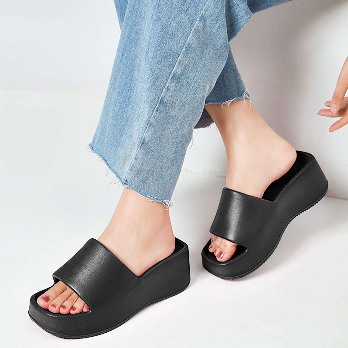 Womens Wedge High Heels Summer Platform Slippers Shoes Casual Peep Toe Sandals
