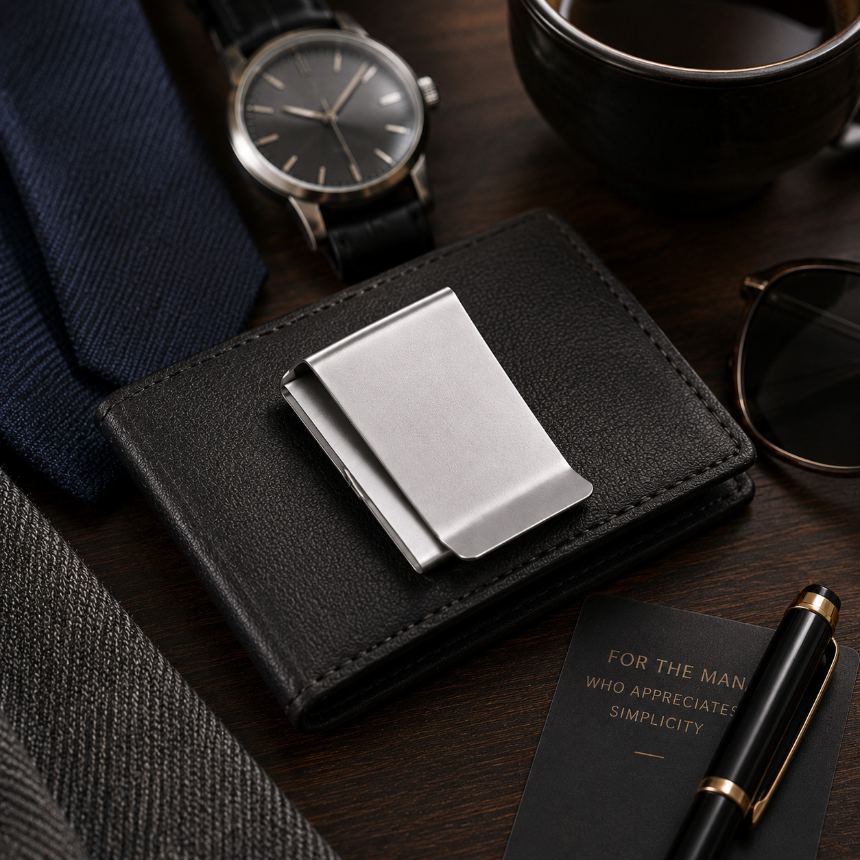 New Double Sided Slim Stainless Steel Money Clip Credit Card ID Holder Wallet