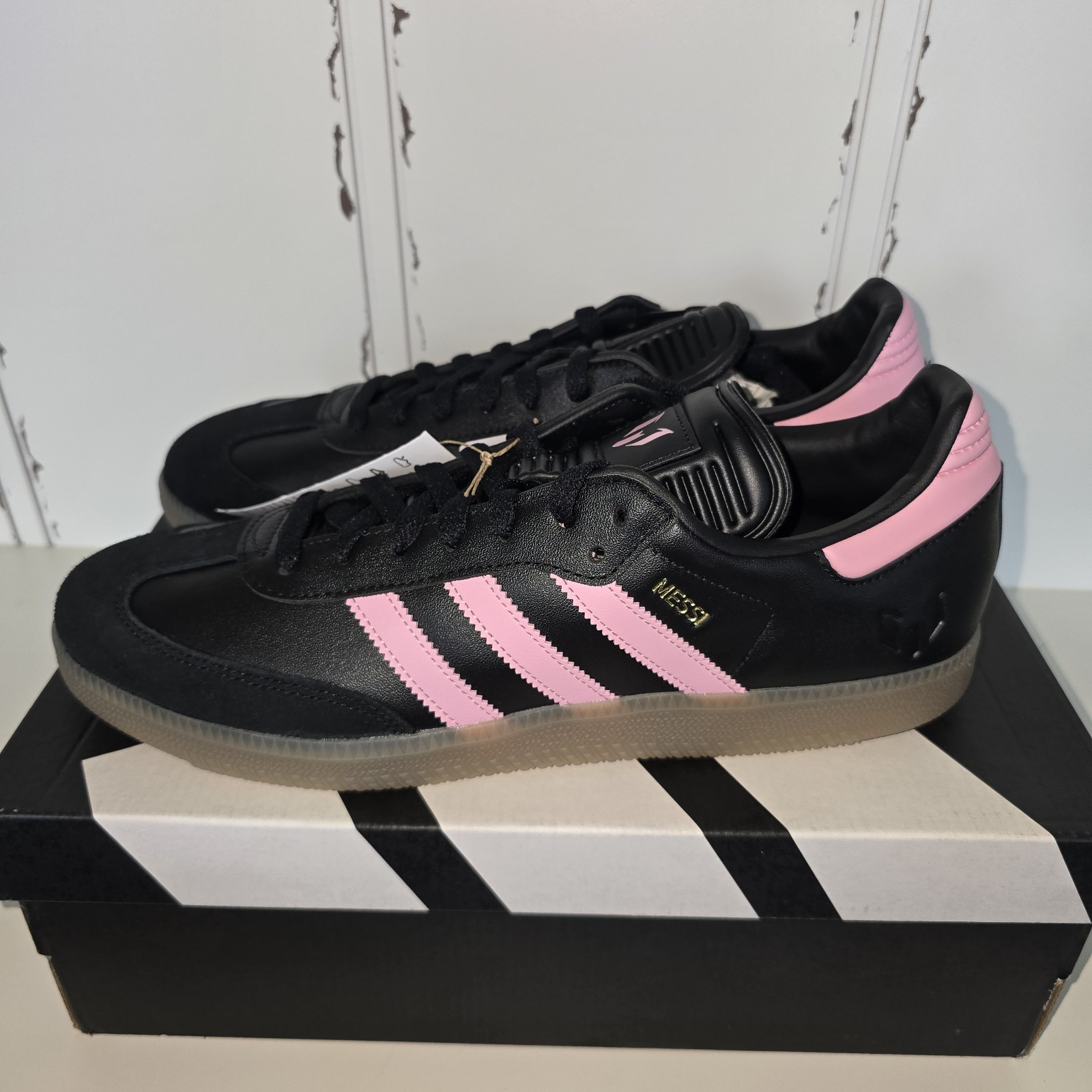 adidas Samba Messi Men’s Shoes Black/Pink/Gum, Size 11.5, JP7845