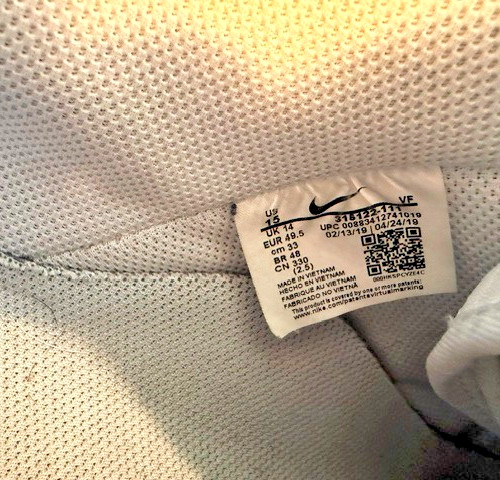 Nike Air Force 1 Triple White Leather Low Top 315122-111, Size 15.0/EUR 49.5