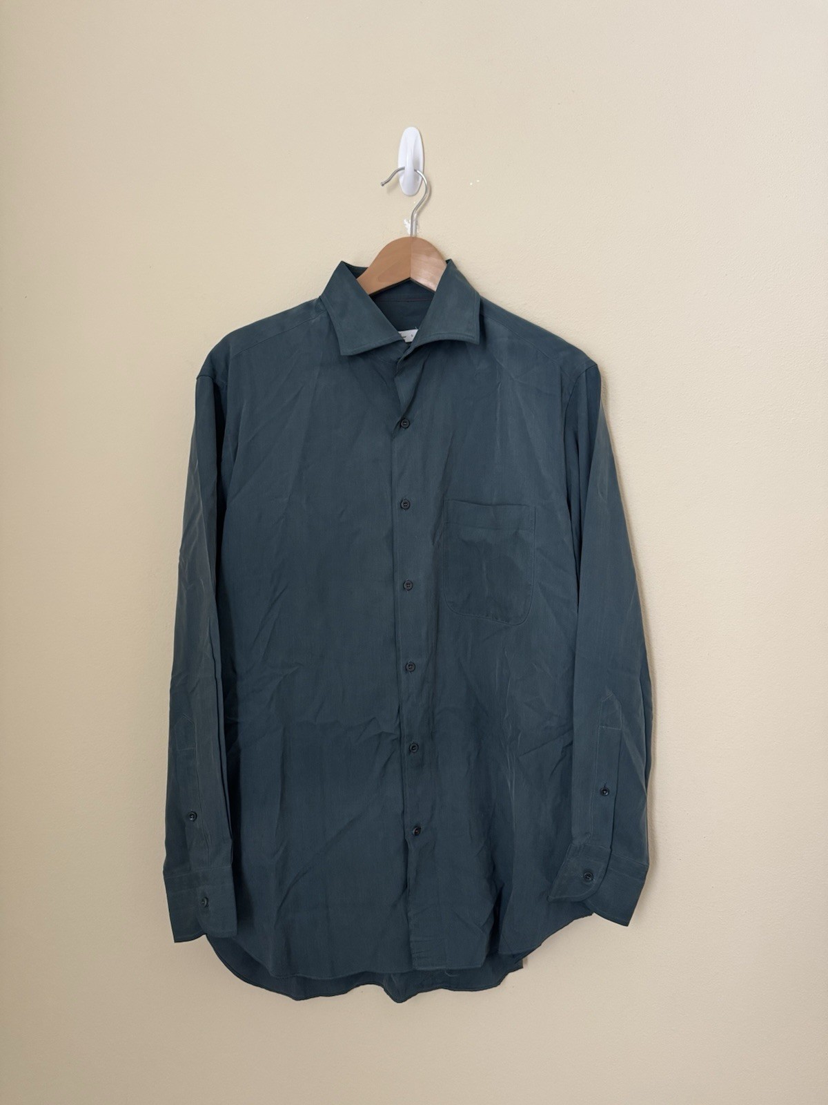 Loro Piana Andre Button Up Shirt Silk Green Large